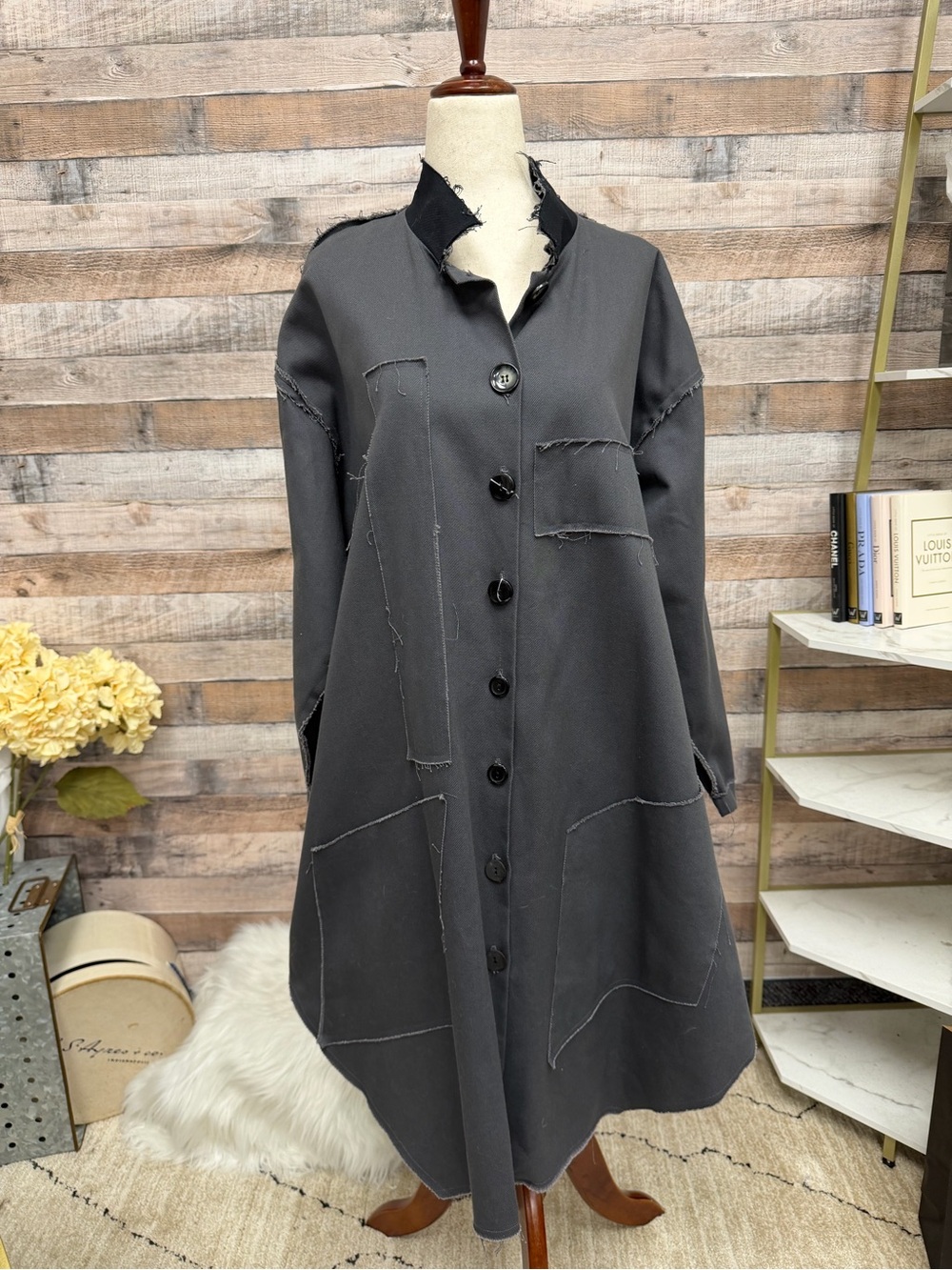 Square gray oversized shirt jacket NWT